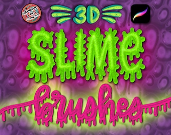 108 Procreate 3D Slime Brushes for Lettering and Digital Illustrations, Texture Brushes, 2 Color Palettes