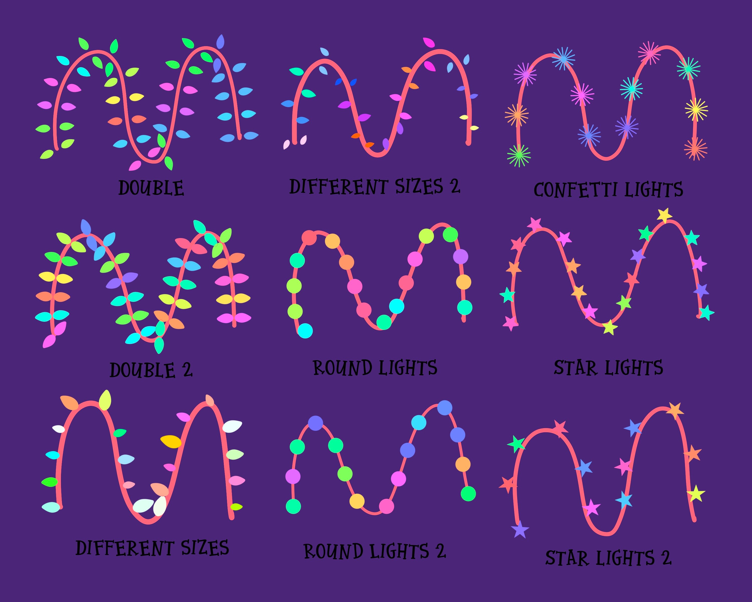 30 Multicolored Christmas Lights Procreate Brushes! Procreate Christmas ...