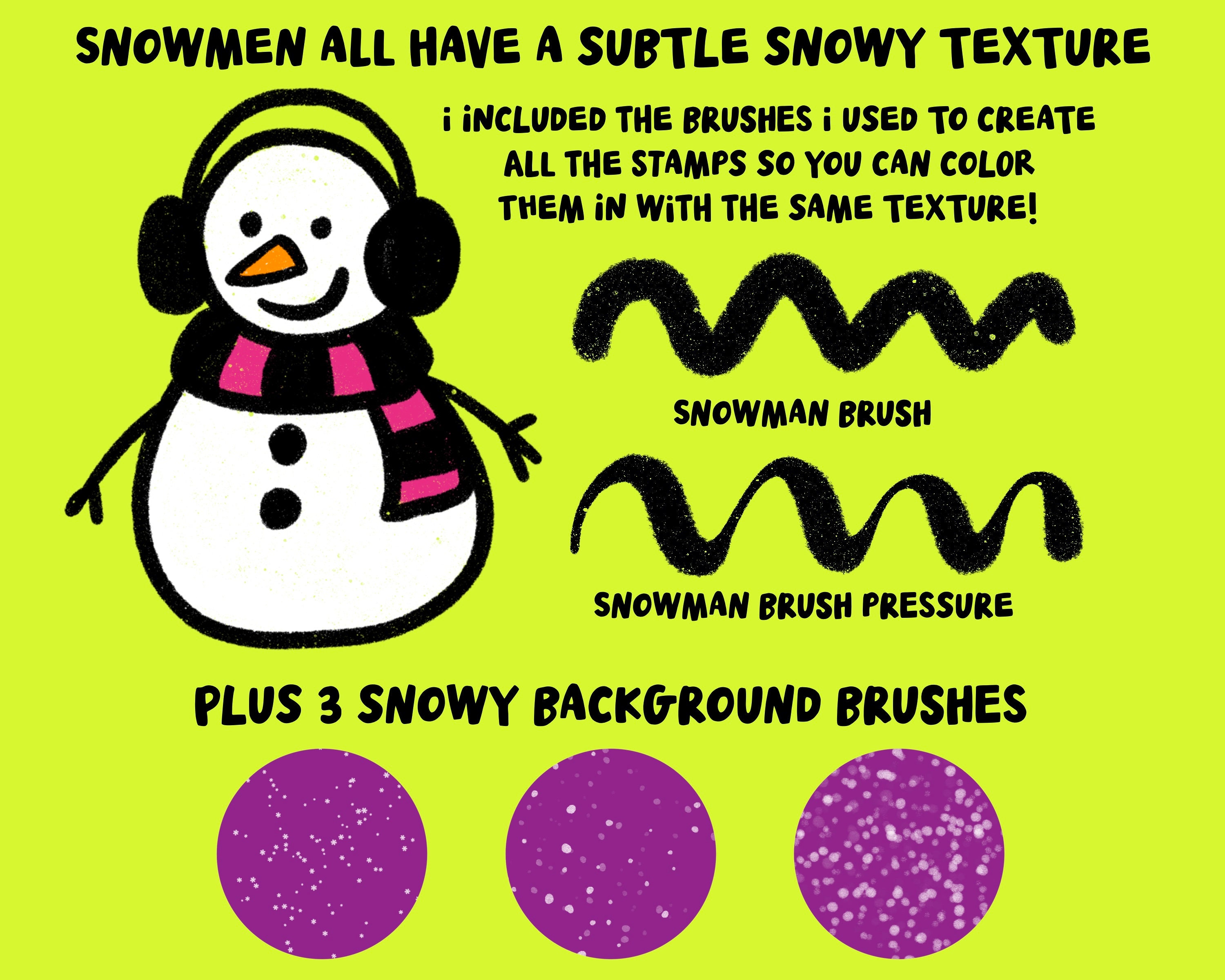 Procreate Christmas Holiday Snowman Set, 21 Procreate Stamp Brushes, 4 ...
