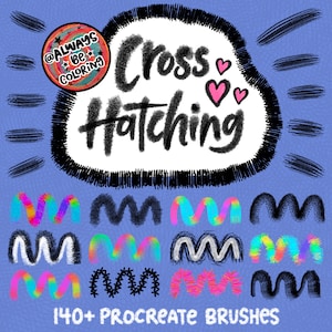 140+ Procreate Brushes for lettering & illustrations, crosshatching, shading, sketching, stippling, pattern, texture and rainbow brushes,