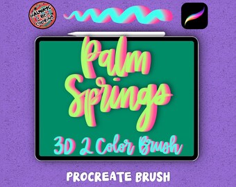 One Procreate 3D Two Color Brush for Lettering and Digital Illustrations, Procreate Lettering Brush, Three Dimensional Digital Art Brush
