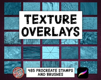 470 Realistic Procreate Texture Overlay Stamps and 15 Textured Lettering & Drawing Brushes, Vintage Grunge Effects