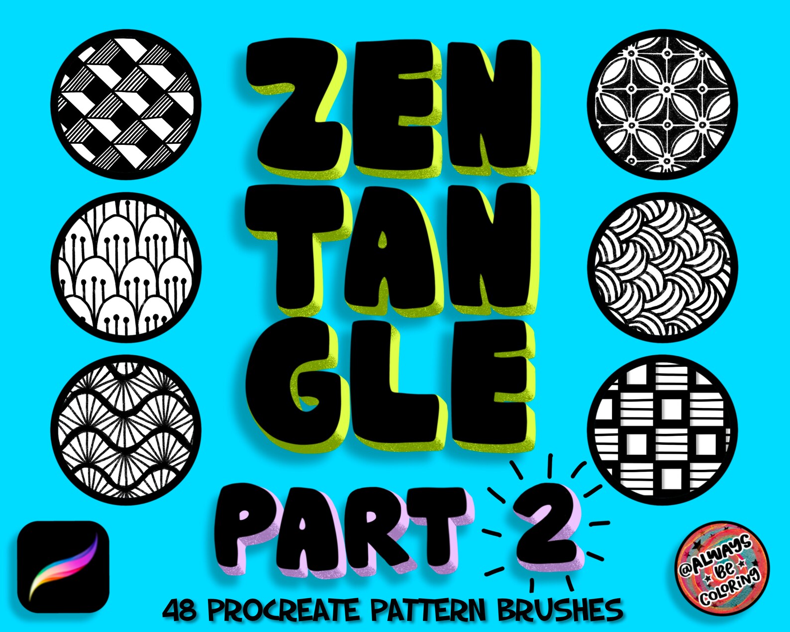 48 Seamless Pattern Zentangle Procreate Brushes Pattern Brush Etsy