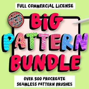 Kommersiell Licens Stor Mönster Procreate Brush Bundle Spara 60%! Över 500 Procreate Seamless Pattern Brushes, tygpenslar, texturpenslar