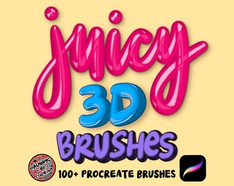 Over 100 Juicy 3D Procreate Brushes for Lettering & Digital Art, Three Dimensional Digital Procreate Brush, Lettering Brush Pack, User Guide