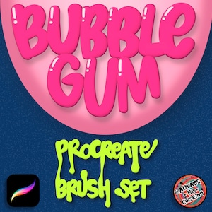 8 pennelli Bubblegum 3D Procreate per scritte e illustrazioni! Pennelli digitali tridimensionali unici, pennelli per lettere, tavolozza dei colori