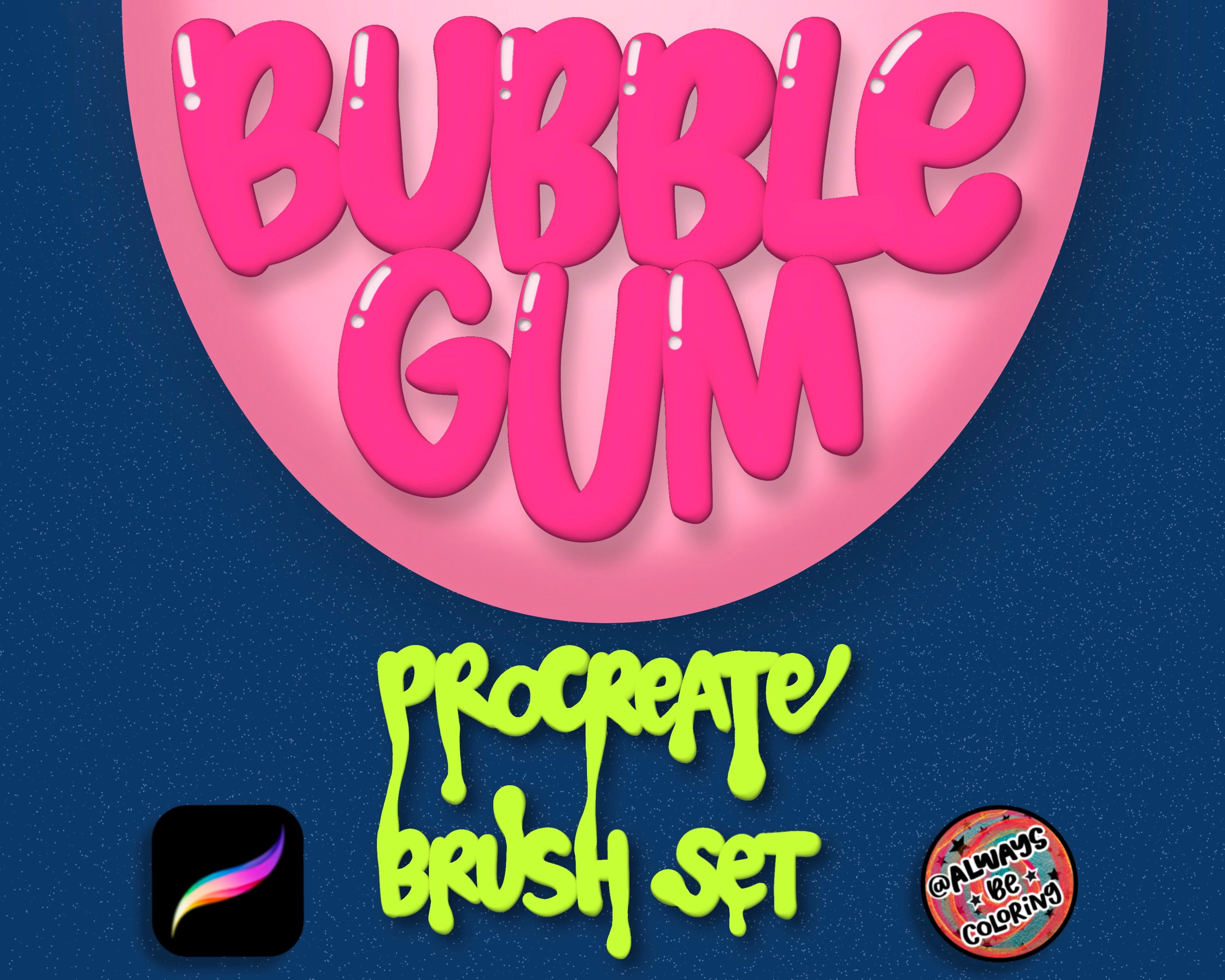 8 Bubblegum 3D Procreate Brushes for Lettering, Illustration! Unique ...