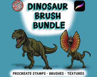 Procreate Dinosaur Brush Bundle, Realistic Hand Drawn Stamps, Drawing and Sketching Brushes, Shading, Dinosaur Scales Texture Brush Set