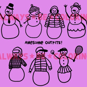 Procreate Christmas Holiday Snowman Set, 21 Procreate Stamp Brushes, 4 ...