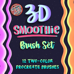 14 Smoothie 3D Procreate Pinsel für Beschriftung, Illustration! Wähle beide Farben! Dreidimensionale digitale Pinsel, Beschriftungspinsel