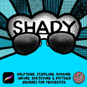 Shady Brush Set! Over 75 Procreate Brushes.  Halftone, Stippling, Sketching, Ink and Shading Brushes, Procreate Seamless Pattern Brushes