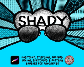 Shady Brush Set! Over 75 Procreate Brushes.  Halftone, Stippling, Sketching, Ink and Shading Brushes, Procreate Seamless Pattern Brushes