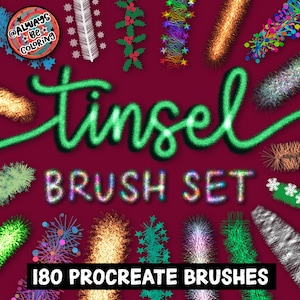 Puede incluir: Un conjunto de 180 pinceles Procreate con una variedad de diseños de brillantina festivos. Los pinceles son perfectos para agregar un toque de brillo y alegría navideña a tu arte digital.