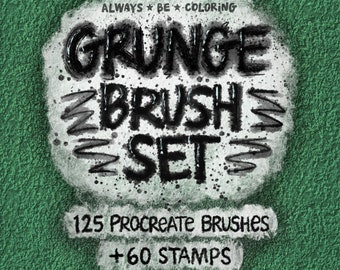 Procreate Grunge Brushes 185 Procreate Brushes and Stamps! Textures, patterns, shaders, lettering, sketching & collage stamps, tattoo brush