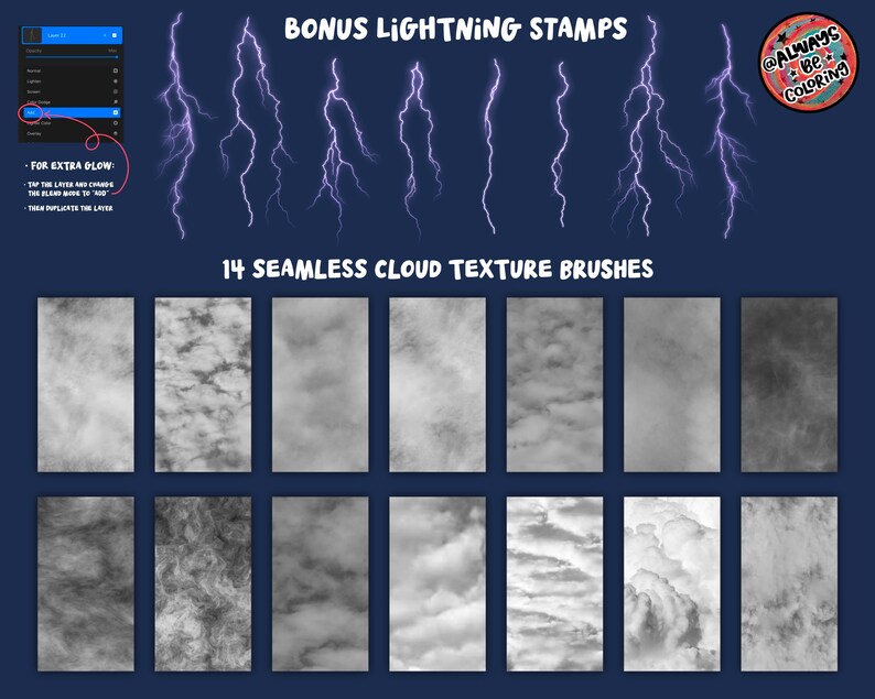 130 Realistic Procreate Clouds Stamps & Brushes! Lettering, Drawing ...