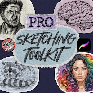264 Procreate Pro Sketching Brushes, Shading, Drawing, Inking, Lettering, Hatching, Paper & Canvas Texture Brushes, 4 Color Palettes