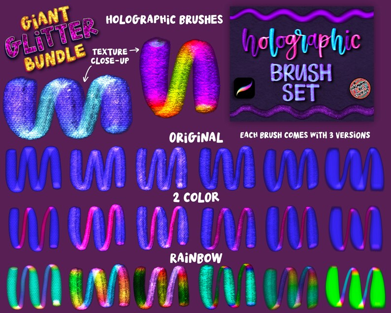 Procreate Glitter Brush Bundle Save 60%! Over 250 Procreate Brushes for ...