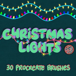30 mehrfarbige Weihnachtsbeleuchtung Procreate Brushes! Procreate Weihnachten Winter Urlaub Pinsel Set. Lettering Brushes, DIY Karten machen!