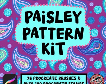 Procreate Paisley Pattern Kit! 75 Pattern Procreate Brushes and over 100 Procreate Stamp Brushes! Paisley Flower Patterns, Fabric Brushes