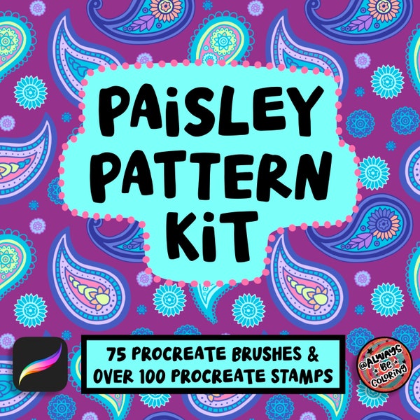 Procreate Paisley Pattern Kit! 75 Pattern Procreate Brushes and over 100 Procreate Stamp Brushes! Paisley Flower Patterns, Fabric Brushes