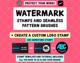 Pinceles y sellos de patrones sin costuras para marcas de agua de Procreate, además de la posibilidad de crear tu propio logotipo o sello de firma personalizado. Tutorial completo incluido.