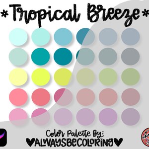 NATYCHMIASTOWE POBIERANIE! Niestandardowa paleta kolorów Tropical i próbki kolorów PDF dla Procreate na iPadzie Pro! Paleta kolorów Procreate