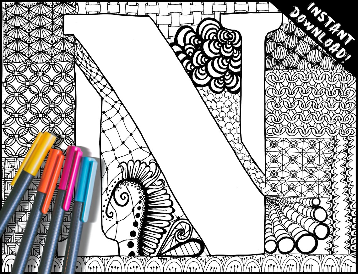 Printable ABC Coloring Book Pages for Adults &amp; Children - Etsy