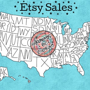3 Etsy Sales Maps mit Bonus Procreate Farbpalette! 2 Procreate US Sales Maps, 1 druckbare PDF! Small Business Tracker, Etsy Seller Map US