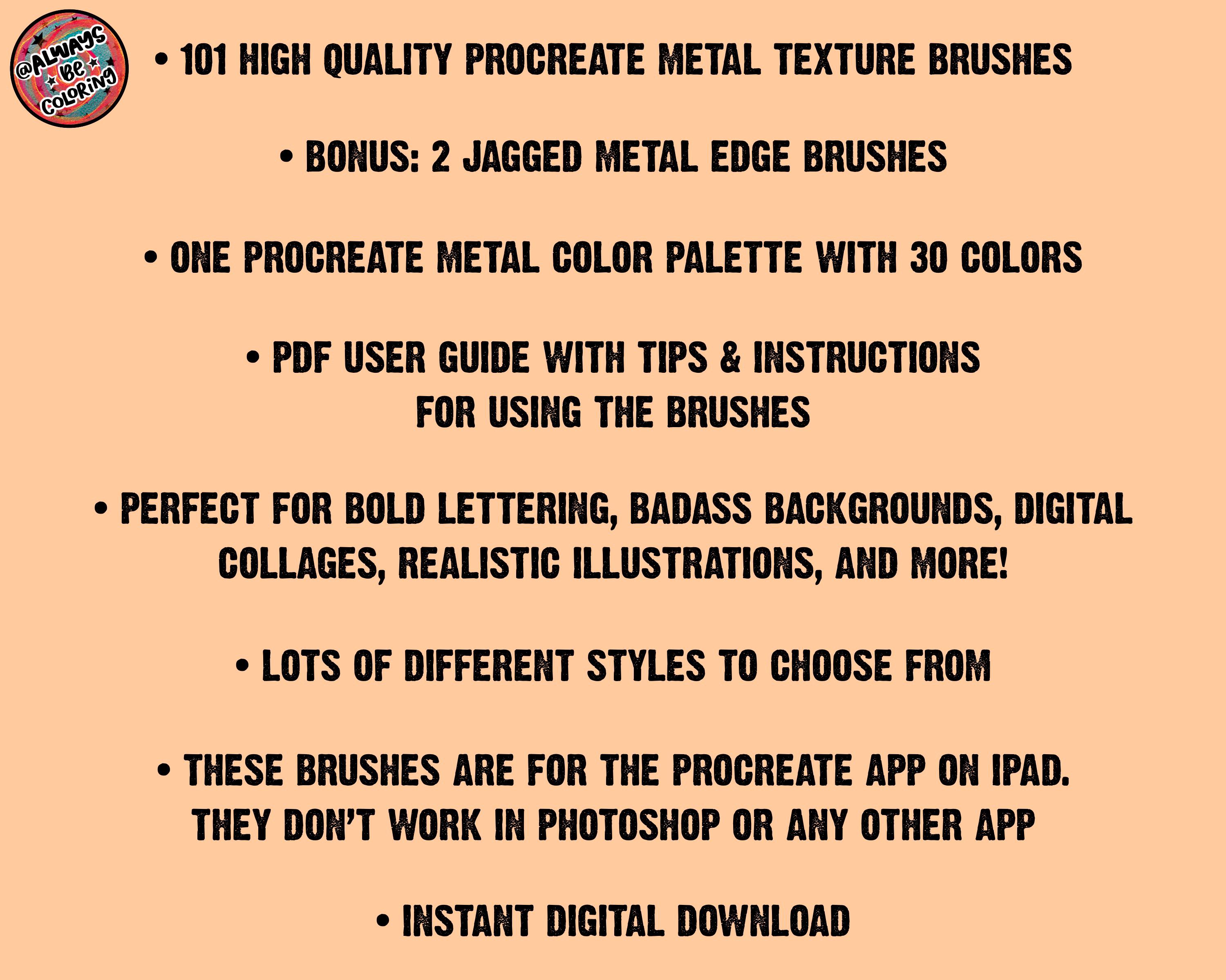 101 Realistic Procreate Metal Texture Brushes, for Digital ...