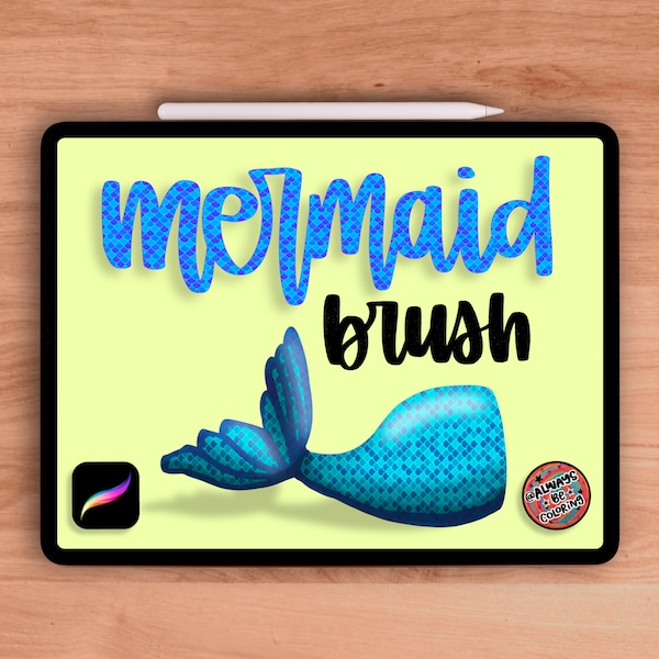 Mermaid Procreate Lettering Brush!  Seamless pattern brush!  Animal print brush, texture brush for drawing,  iPad lettering and calligraphy
