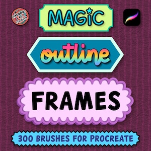 300 Pincéis Mágicos para Procreate: Molduras de Contorno, Pincéis para Letras, Texturas de Papel, Padrões Sem Emenda, Carimbos e Bordas