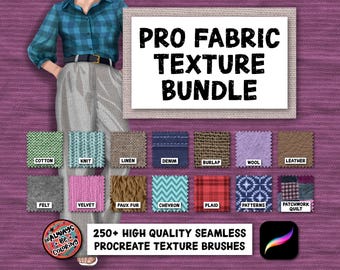 265 Photorealistic Procreate Fabric Texture Brushes, Seamless Pattern Brush Bundle, Clothing, Fashion Illustration, Portraits