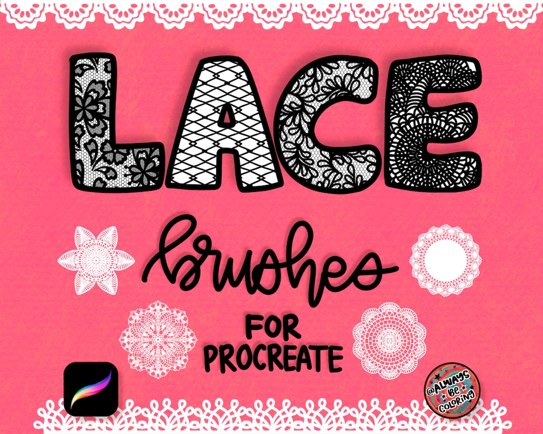 40 Lace & Seamless Pattern Procreate Brushes, 20 Stamp Brushes
