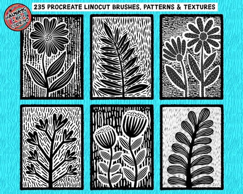 235 Realistic Procreate Linocut Brushes! Texture Overlay Brushes ...