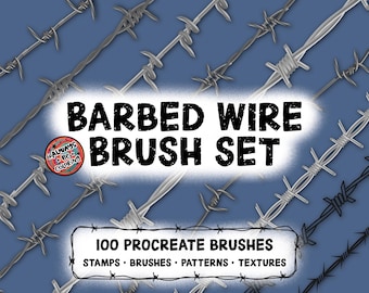100 Procreate Barbed Wire Brushes and Stamps, plus Procreate Pattern and Texture Brushes, Border Brush Set, Procreate Tattoo Brush Pack