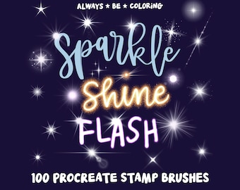 100 Procreate Sparkle Star Stamps and 5 Neon Lettering Brushes! Starburst stamps, camera flash, lens flare stamps! Sparkle Star Stamp Set