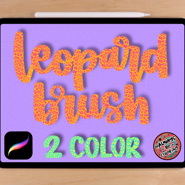 Leopard Print Double Procreate Lettrage Pinceau!  Choisissez les deux couleurs! Pinceau à motif transparent, Pinceau d’impression animal, Texture, Pinceau de lettrage