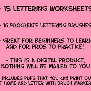 16 Procreate Brushes, 15 Lettering Practice Worksheets, Learn Brush Lettering, Modern Calligraphy, Lettering Workbook for Procreate or Print image 2