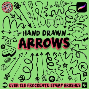 Over 125 Procreate Stamp Brushes with Hand Drawn Arrows! Dividers, borders, decorations for Calendar, Bullet Planner, Procreate Stamp Set