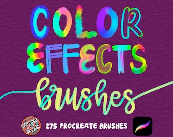 275 Color Effects Procreate Brushes for Lettering, Illustration. Sketching, Rainbow, 3D, Textured Color Changing Brushes! 40 Paper Textures