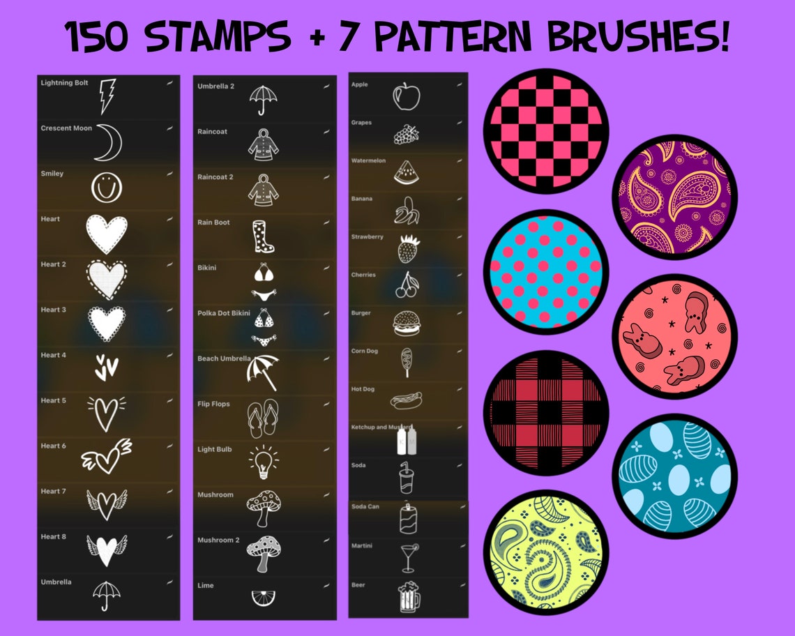 Procreate Spring Stamp Brush Set! 150 Procreate Stamp Brushes With Hand ...