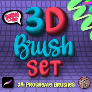 24 Awesome 3D Procreate Brushes for Lettering, Illustration! Unique Three Dimensional Digital Brushes, Texture Brushes, Lettering Brushes