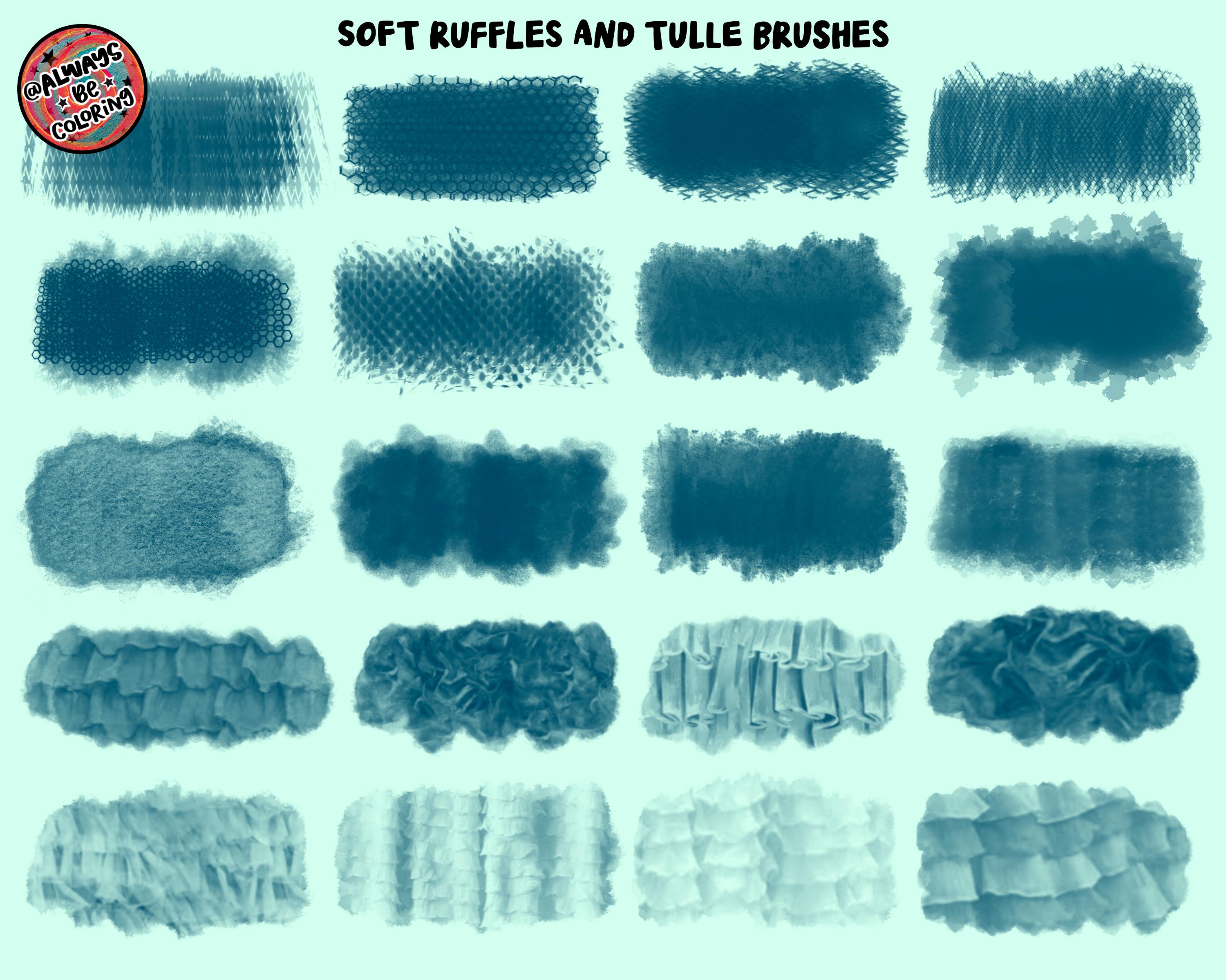 200 Procreate Ruffles Brushes, Color Palette and PDF User Guide ...