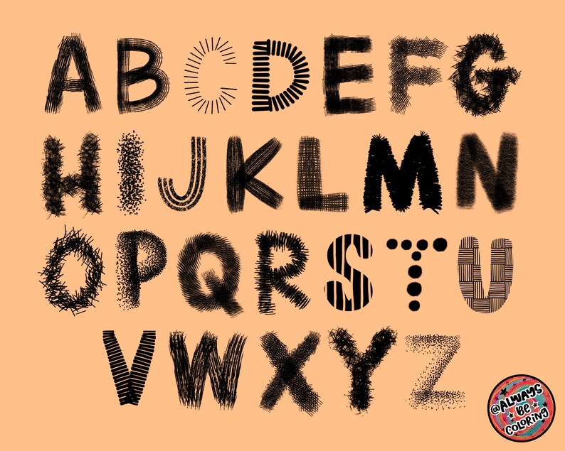 Shading On Lettering 140+ Procreate Brushes for Lettering & Illustrations, Crosshatching ...