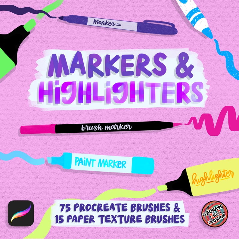 Procreate Markers & Highlighter Brushes for iPad Lettering ...