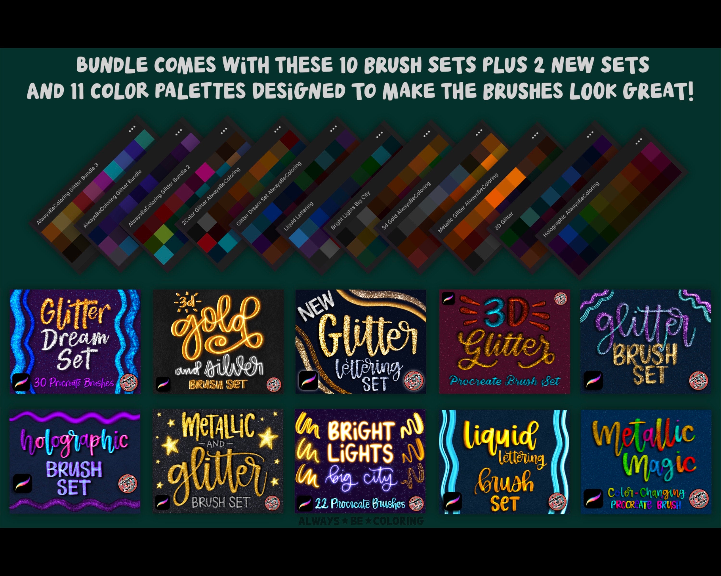 Procreate Glitter Brush Bundle Save 60%! Over 250 Procreate Brushes for ...