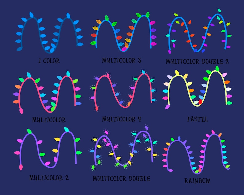 30 Multicolored Christmas Lights Procreate Brushes! Procreate Christmas ...