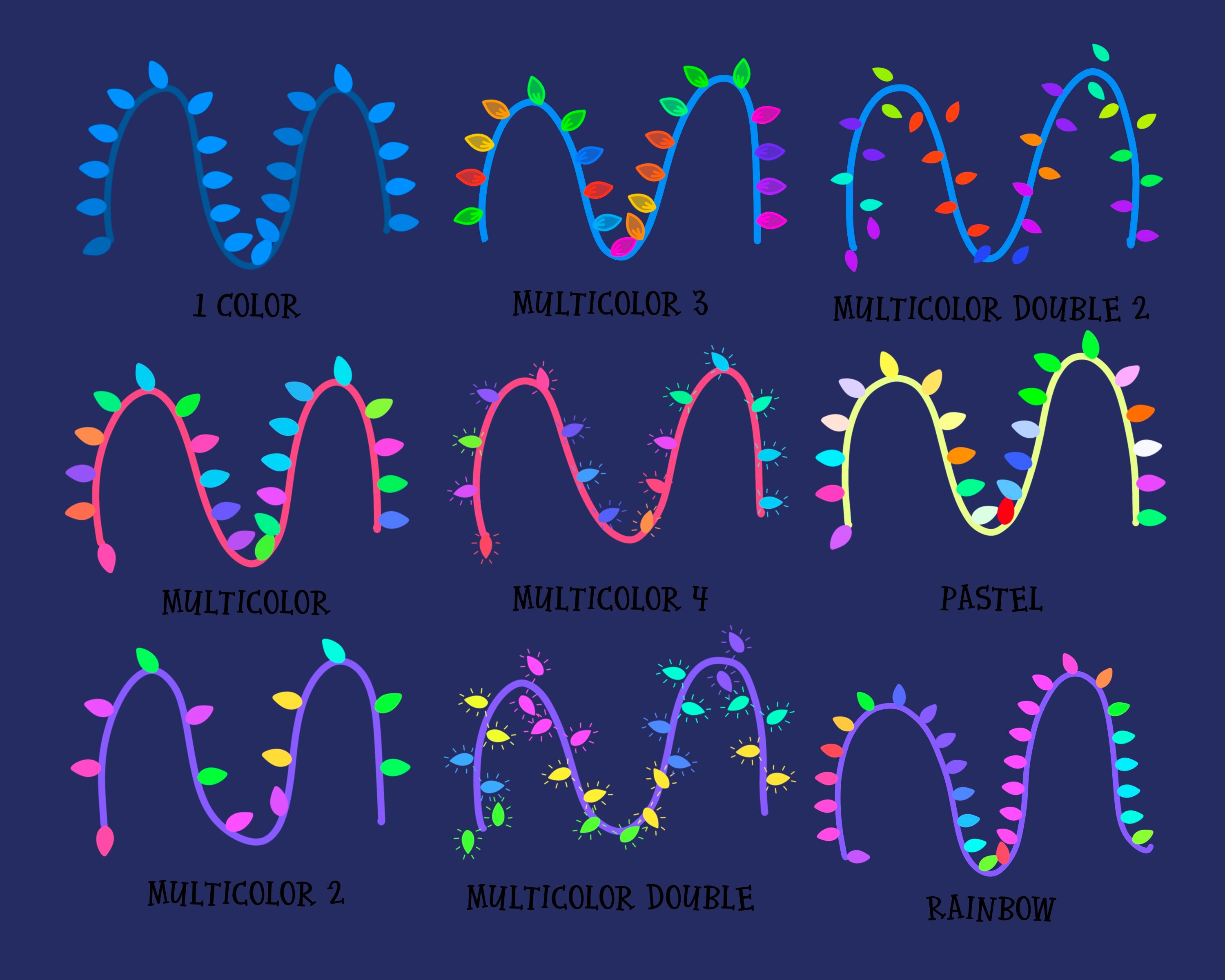 30 Multicolored Christmas Lights Procreate Brushes! Procreate Christmas ...
