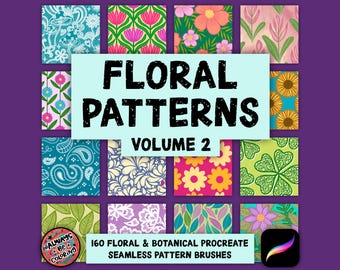 166 Procreate Floral and Botanical Seamless Pattern Brushes, Procreate Lace Brushes, Paisley Flower Brush, Fashion & Fabric Pattern Brushes