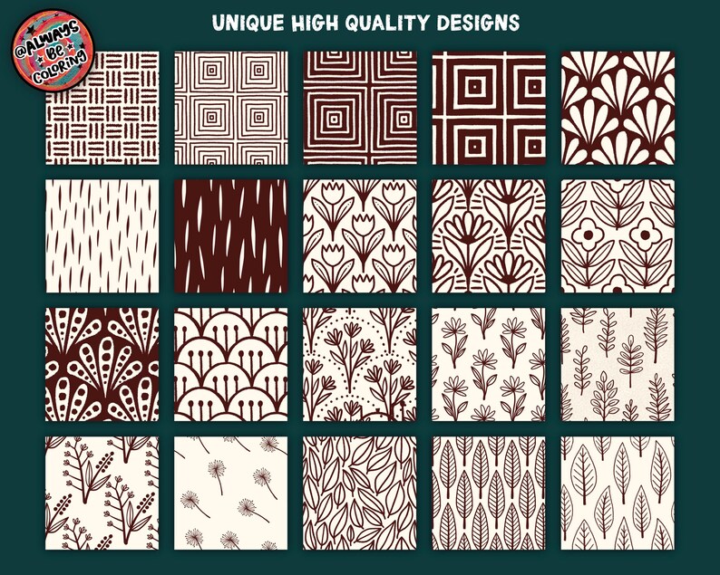 105 Hand Drawn Procreate Boho Seamless Pattern Brushes, Flower ...